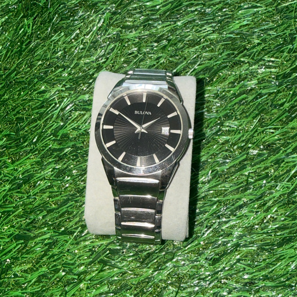 Bulova Mens Black Stainless Steel Watch With Black Dial